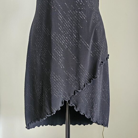 Women's Black Spaghetti Strap Asymmetrical Party Dress - Picture 16 of 16